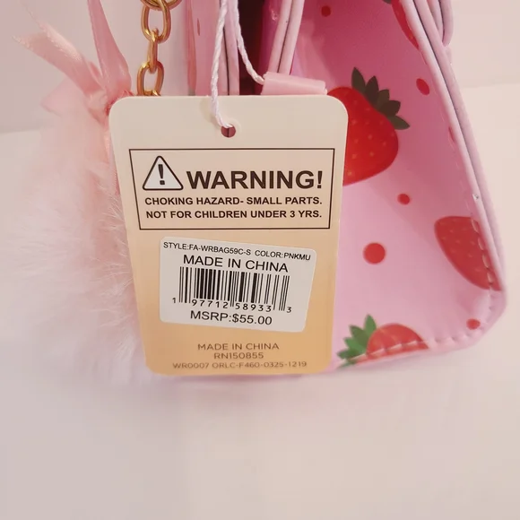 Willow & Ruby Strawberry Mini Bag w/ Pom Charm - Picture 7 of 12